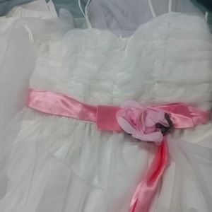 Ruched White Spaghetti Strap Tiered Vintage Dress